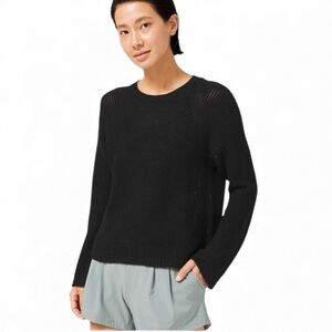 Lululemon Easy Embrace Long Sleeve Black Cotton Chunky Knit Sweater